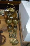 Brass Ware Including Kettle, Goblets, etc.