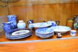 Blue & White Pottery; Teapots, Dishes, etc.