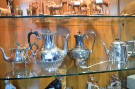 Plated Ware Including Coffee Pots, Teapots, Ladle,