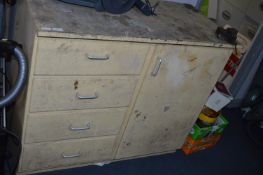 Vintage Painted Pine Cupboard with Workbench Vice