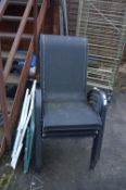 Four Black Mesh Metal Framed Garden Chairs