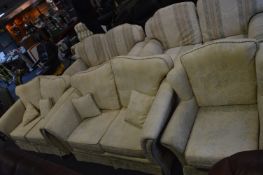 Pair of Cream Upholstered Two Seat Sofas with Matc