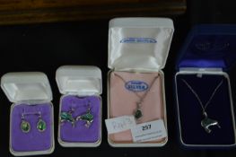 Four Paua New Zealand Silver Earrings and Pendants