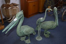 Three Patinated Herons