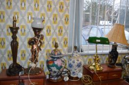 Six Table Lamps with Shades