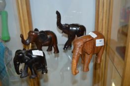 Four Carved Wooden Elephants