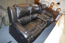 Reclining Two Seat Leatherette Sofa and Matching A
