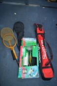 Four Player Badminton Set, Vintage Tennis Rackets,