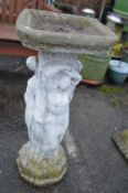 Garden Birdbath on Pedestal Base with Three Graces