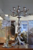 Stag Horn Effect Candelabra and another Lamp