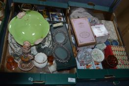 Two Boxes of Decorative Wall Plates, Photo Frames,