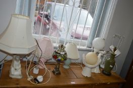 Eight Assorted Lamp Including Small Tiffany Style