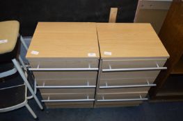 Pair of Three Drawer Bedside Cabinets In Light Woo