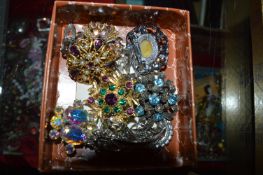 Small Box of Costume Jewellery, Brooches, etc.