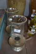 Pair of Aluminium & Glass Candle Holders
