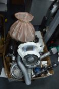 Box Containing Black & DEcker Dustbuster, Lamps, e