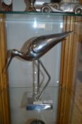 Polished Aluminium Sculpture of a Wading Bird