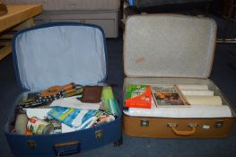 Two Suitcases Containing Assorted Books, Bellows,
