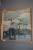 Oil on Board - Dockland Scene