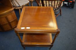 Reproduction Yew Two Tier Table with Crossbanding