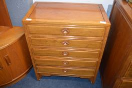 Teak Oriental Carved Five Drawer Chest