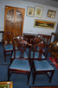Six Repro Mahogany Framed Dining Chairs with Wheat