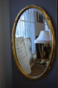 Gilt Framed Oval Bevelled Edge Mirror