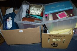 Two Tubs of Household Goods, Stationery Set, Decor