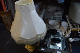 Box of Electrical Items Including Lamps, Irons, Ra