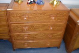 Teak Oriental Carved Four Drawer Chest