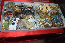 Two Boxes of Costume Jewellery, Vintage Bracelets,