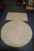 Circular Cream Shag Pile Rug
