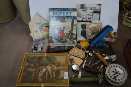 Tray Lot; Cut Throat Razor, Dinky Elevator, Fly Fi