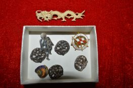 Assorted Badges, Silver Buttons, etc.