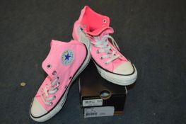 Pair of Pink Converse Ankle Boots Size: 5