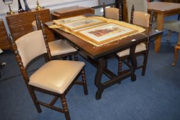 Oak Extending Dining Table with Four Oak Framed Le