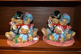 Two Christmas Bear Ornaments