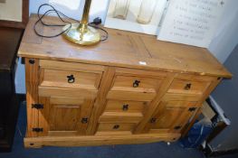 Pine Sideboard with Black Iron Door Furniture