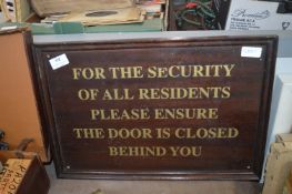 Mahogany Framed Sign - For the Security of All Res
