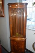 Figured Mahogany Repro Corner Cabinet