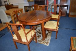 Oriental Teak Circular Dining Table with Two Leave
