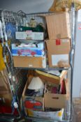 Crate of Household Goods; Pottery, Glassware, Lamp