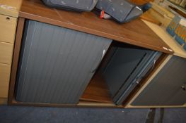 Stationery Cabinets with Tambour Fronts in Dark Wo