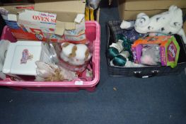 Box and a Case of Children's Toys, Soft Toys, DOll