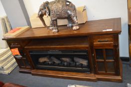 *Mahogany Cabinet with Integral Log Effect Fire