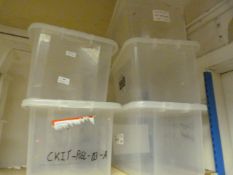 *Five Clear Plastic Storage Boxes