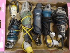 Box of Five Assorted Angle Grinders