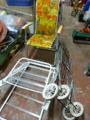 Two Deck Chairs and a Folding Shopping Trolley
