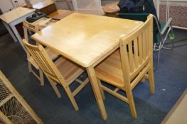 Small Rubberwood Kitchen Table with Two Chairs