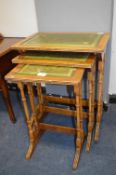 Nest of Tables with Green Leather Tops